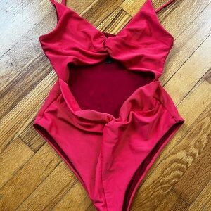 Beach Riot Vibrant Red Pink Swimsuit - L